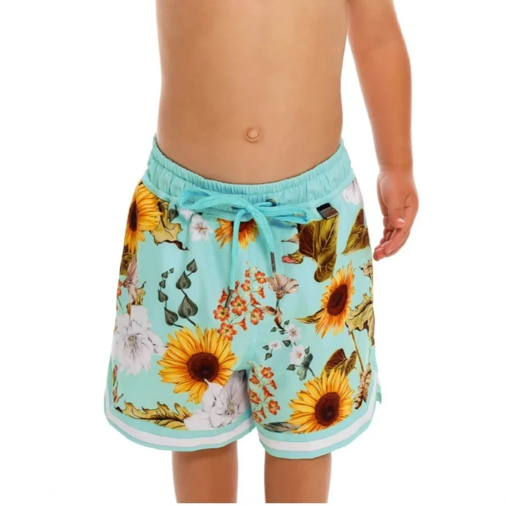 Agua Bendita Kids Sunflower Print Swim Shorts
